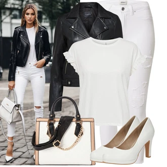 Outfit s Bílá/Krémová Lodička na Vysokém Podpatku/Vintage Lodička/Lodička na Platformě/Lodička s vysokým nártem/Lodička na Podpatku/Pohodlná lodička/Business Bota/Elegantní Bota About You "Jarní outfit"