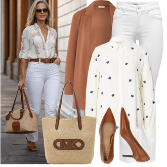 Outfit s Bílá/Krémová/Šedá Kalhoty Bootcut/Rozšířená Kalhoty/Kožené zvonové kalhoty/Kalhoty se Štěrbinou/Vinylové kalhoty Only "Lehký outfit"
