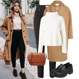 Outfit sa Crna Trotteur/Mokasinke s platformom/Loafer Cipela About You "Odjevna kombinacija za proljeće"