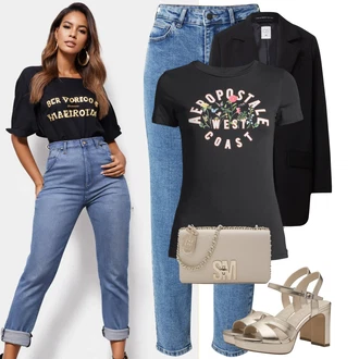 Nadrozměrné Outfit s Černá/Růžová Oversize Sako/Kožená bunda pro muže/Boyfriend Sako/Kožená bunda/Dlouhý Sako qs "Stylový look na jaro"Look: Business, Kancelář, Nadrozměrné