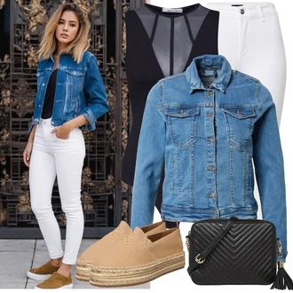 Jaro Outfit s Modrá/Světle modrá Krátké Džínové Bundičky/Džínové Bund/Vintage Bund B.young "Stylový look na Jaro"