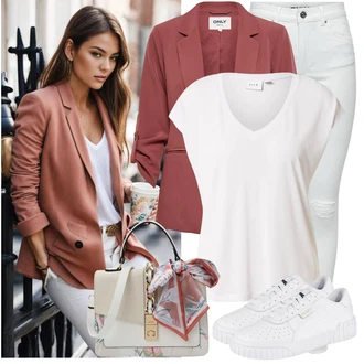 Outfit s Červená/Růžová Elegantní Sako/Krátké Sako/Dlouhý Sako/Kožená Pánská Bund/Kožená bunda pro muže/Blejzrové Bund/Blůzové Sako/Oversize Sako/Boyfriend Sako Only "Stylový look na jaro"