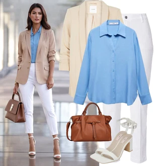 Vysoké Podpatky Outfit s Bílá/Krémová/Stříbrný/Červená Sandály Sandál Na Podpatku/Sandál Na Širokém Podpatku/Sandál s podpatkem nly by nelly "Klasický jarní outfit"