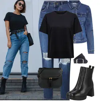 Kombinacije iz 80-ih i 90-ih Denim/Traper sa Tamnoplava/Plava/Svjetloplava Kaput Only "Outfiti za slobodno vrijeme"