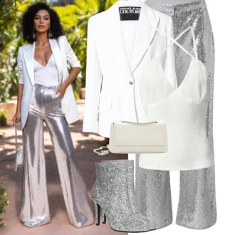 s kopčom Outfit sa Bijela/Krem Sako Jakna/Kratki Sako/Boyfriend Sako/Pleteni Sako/Elegantni Sako/Pamučni Sakoi/Kožna jakna za muškarce/Kožna jakna za muškarce Versace Jeans Couture "Savršen za party"