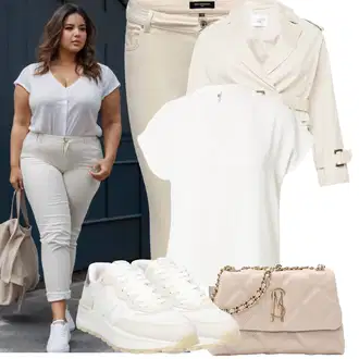 Outfit s Bílá/Krémová Tričko & Top Móda Pro Plnoštíhlé/Halenka Móda Pro Plnoštíhlou/Halenka a Tunika Tunika JdY "Jarní outfit"