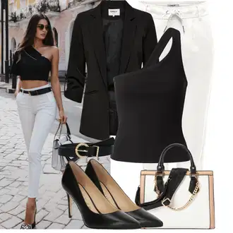 Vysoké Podpatky Outfit s Bílá/Černá/Hnědá/Žlutá Guess "Na večer"