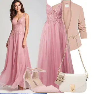 Matični ured Nevesta Outfit sa Ljubičasta/Pink Haljina od tila/Duga Haljina za svatov/Haljina za Djeverušu/Gala Haljina/Muški formalni odijelo/Večernja Haljina za Zimu Laona "Outfit za slobodno vrijeme"Look: Večera, 18. rođendan, Posebne prigode, Matični ured, Vjenčanje, 50. rođendan, Maturalna večer, Rođendan, Prije vjenčanja, Gala, Valentinovo, Bal