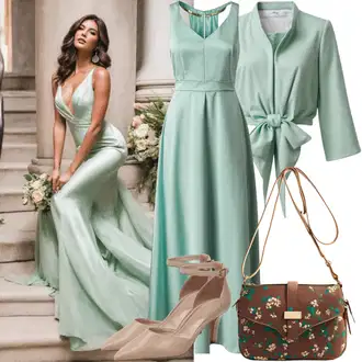 Kombinacije za vjenčanje Old Money sa Bež fox shoes "Glamurozna večernja odjeća"Look: Šik, Elegantan, Old Money, cool, Burleska, Disko