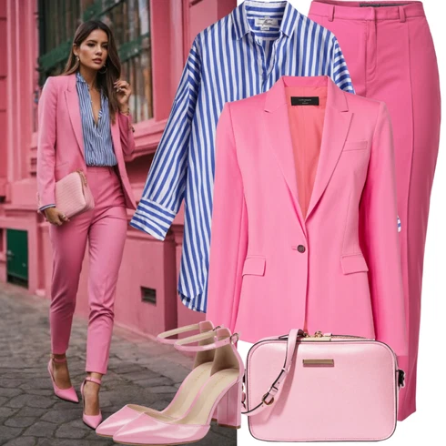 Kombinirajte Ljubičasta/Pink Marlene Hlača/Široka Hlača/Bootcut Hlača/Poslovna Hlača/Lepršave Hlača/Palazzo Hlača/Hlača od Odijela/Hlača od Tvida nife