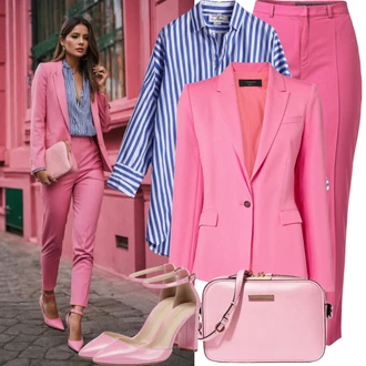 Katoen Bavlna Outfit s Růžová Business Kalhoty/Kalhoty s nášivkou uprostřed/Obleková Kalhoty/Kalhoty se Štěrbinou/Skinny Kalhoty/3/4 Kalhoty/Úzká Kalhoty/Kalhoty s Vysokým Pasem/Capri kalhoty/Rovná Kalhoty Weekend Max Mara "Host na svatbě kalhotový kostým vzhled"