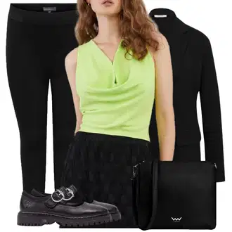 Outfit sa Zeleno/Žuta/Neon boje Sportska Bluza/Crash Bluza/Bluza bez rukava/Dječja igračka/Bodija Bluze Only "Izgled jesenskog odijela"