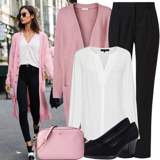 Outfity pro zábavu Business s Černá/Hnědá Pohodlná lodička/Lodička na klínku/Lodička Nízký Podpatek/Business Bota/Bota Na Klínku Tamaris "Jarní Elegantní Business Styl"Look: Business, Elegantní, Kancelář, Unisex