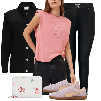 Outfit s Fialová/Růžová Úzká Teniska/Kožené Tenisky/Letní Tenisky/Nízká Teniska/Teniska teddy/Balerína Teniska/Vintage Teniska/Teniska na platformě Puma "Jarní Outfit"