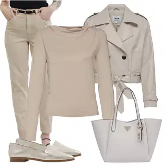 Elegantní Outfit s Khaki/Béžová Mom Jean/Kotníková Bota/Zkrácené Džíny/Dad Džíny/Girlfriend Džíny/Pánské tričko/Formální Košile/Sweat Džíny/Zužující se Džíny orsay "Jarní Outfit"Look: Ležérní, Cool, Elegantní, Old Money, Venkovní, Chytrý příležitostný