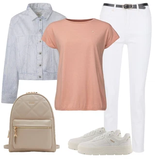 Outfit s Bílá/Krémová/Šedá/Fialová Mom Jean/Dámské Džíny s Délkou 7/8/Kotníková Bota/Zkrácené Džíny/Dad Džíny/Girlfriend Džíny/High Waist Džínové Kalhoty/Zužující se Džíny orsay "Jarní Outfit"