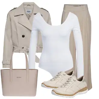Outfit s Hnědá/Bílá/Krémová/Fialová Top & košilka/Nightwear & Loungewear Noční top/Tvarovací top|šaty/Košilové Body Diesel "Jarní Outfit"
