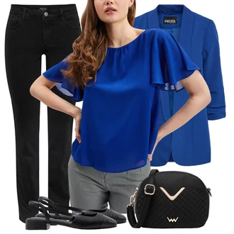 Outfit s Černá/Hnědá/Fialová Přezková bota/Balerína s Páskem/Balerína sling/Lodička Slingback Aldo "Jarní Outfit"