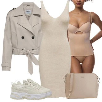 Outfit s Béžová Body s Kosticí/Shapewear klouž/Tvarovací top|šaty/Tělo bez kostic Dorina "Jarní Outfit"