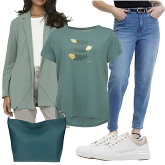 Outfit s Krémová/Hnědá/Béžová/Khaki/Šedá/Bílá Teniska Kožené Tenisky/Teniska na platformě/Letní Tenisky/Nízká Teniska/Teniska teddy/Úzká Teniska/Teniska s dírkovaným vzorem Geox "Jarní Outfit"