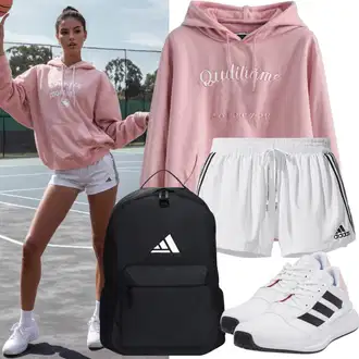 Outfit s Krémová/Bílá Mušelínové Šortky/Bermuda/Teplákové šortky/Šortky/Cyklistický šortky/Vysoký pas kraťasy Nike "Karnevalový sportovní outfit"