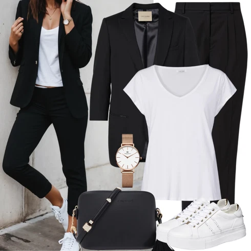 Kombinace Elegantní Černá Business Kalhoty/Bengaline Kalhoty/Navlékací Kalhoty/Tregíny/Skinny Kalhoty/Chinos/Strečová Kalhoty/Jeggings/Úzká Kalhoty FransaLook: Sportovní, Elegantní, Kancelář, Venkovní