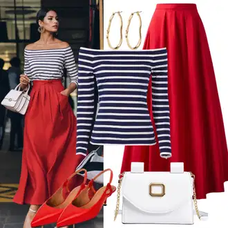 Kombinacije za operu Chic, Sportski sa Plava/Bijela/Smeđa/Pastelne boje Kratki top/Kratki Top/Duga košulja/Košulja top/Majica S Prugama/Ležerni topić/Polo Majica/Pleteni top Noisy may, Crvena Salonka S Otvorenim Petom/Slingback Pumpa Polo Ralph Lauren, Bijela/Krem Mala Torbica/baguette vrećica/Torba preko ramena/Torbica/Torba za rame/Torbica za telefon/Torba Za Preko Ramena/Torba za nošenje DeFacto "Klasični izgled 90-ih godina"Look: Sportski, Egirl, Preppy, 90-ich, Pomorski, Francuske, Skater, Sveučilišna, Vanjski, Talijanski, Chic, Old Money, Španjolske, Elegantan, cool, GoGo, klasický, Običan, Vintage, Retro, Šik