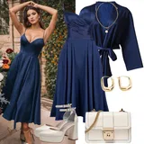 Poročne Outfiti Modra Obleke za dame image