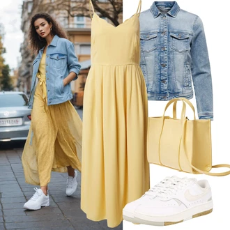 Mom Outfit s Světle modrá/Modrá Džínové Bund/Krátké Džínové Bundičky Only "Cool outfity na volný čas"Look: Mom, Krásný, Univerzitní, 90tá léta, Cool, S průsvitem