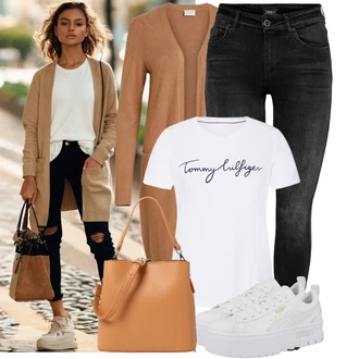 Outfit sa Pink/Crvena/Zeleno/Plava Bluza top/Majica za plažu/Traperice/Party Top/Pulover za plažu/Top za plažu/Balon majica/Ležerni topić/Majica za plažu/Jakna/Košulja top/Majica s printom/Kratki top Tommy Hilfiger "Jedinstveni outfit za slobodno vrijeme"