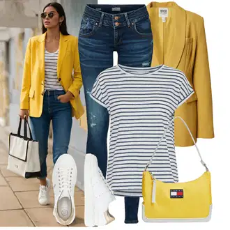Outfit s Krémová/Bílá/Hnědá/Béžová Teniska Letní Tenisky/Úzká Teniska/Kožené Tenisky/Teniska teddy/Nízká Teniska/Teniska na platformě BOGNER "Vzhled casual"