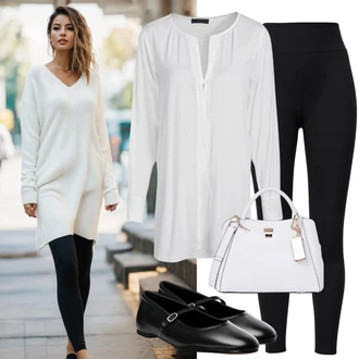Outfit s Bílá Šaty Bez Rukávů/Pouzdrové Šaty/Šaty s Kapsou/Šaty Ze Síťoviny/Sportovní Šaty Pull&Bear "Lehký outfit s šaty a Capri legínami"