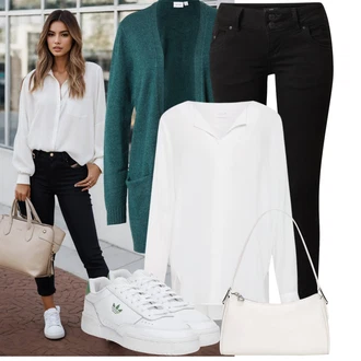 S páskem Outfit s Černá/Bílá Džín s Nízkým Pasem/Push up Džín/Kožené Boty/Slim Fit Džíny/Džíny s Nízkým Sedem/Motorkářské Džíny/Kožená bunda/Zimní bunda LTB "Stylový look na jaro"