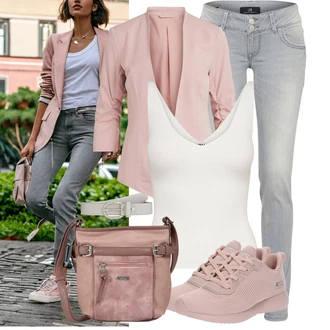 Outfit s Růžová Bota na fitness/Běžecká bota/Gymnastická bota/Tréninková bota Skechers "Volnočasový outfit na jaro"