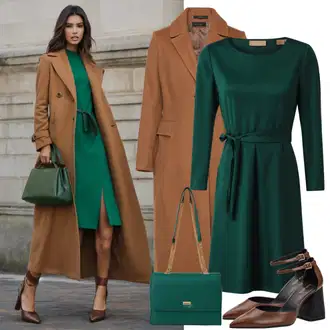 Vuna teplý Outfit sa Smeđa/Bež Midi Kaput/Zimski Kaput Vuneni kaput/Vuneni Kaput/loden kaput/Kaput od Kašmira 2ndday "Moderan poslovni stil"