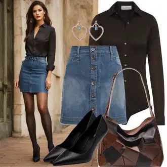 outfit mit Modra/Svetlo modra Denim Krilo/Vintage Denim Krilo Diesel "Moderen outfit z jeans krili in črnimi nogavicami"