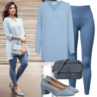 Chic Outfits Zabava mit Turkizna/Zelena/Svetlo zelena/Svetlo modra Dolga satenasta obleka/Obleka z Razporkom lafaba "Moderen outfit z obleko in capri legicami"Look: Posebni dogodki, Bar, Zabava, 70. rojstni dan, 60. rojstni dan