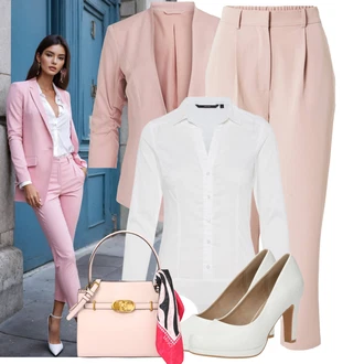 Outfit s Bílá/Krémová Lodička na Vysokém Podpatku/Vintage Lodička/Lodička na Platformě/Lodička s vysokým nártem/Lodička na Podpatku/Pohodlná lodička/Business Bota/Elegantní Bota About You "Business Casual"