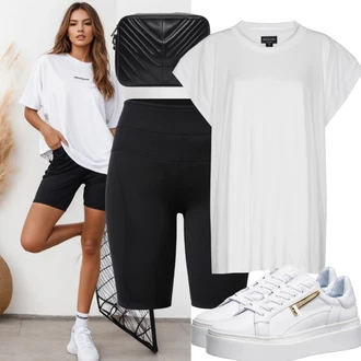 Outfity pro zábavu Lehké s Černá/Růžová Taška na telefon Venice Beach "Moderní outfit s oversized tričky a cyklistickými kraťasy"