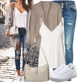 Outfit s Modrá/Tmavě modrá/Světle modrá Džíny s Dírou/Patchworkové Džíny/Kožená Pánská Bund LTB "Skvělý vzhled pro volný čas"