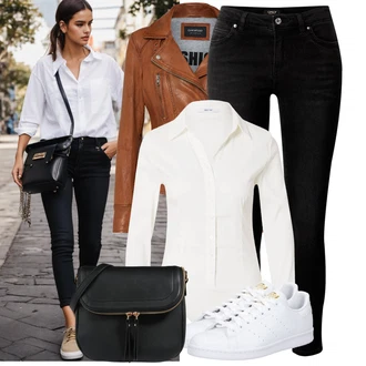 Stan Smith Outfit s Bílá/Krémová Úzká teniska/Nízká Teniska/Kožené tenisky/Skate Bota/Vintage teniska Adidas Originals "Jedinečný volnočasový outfit"