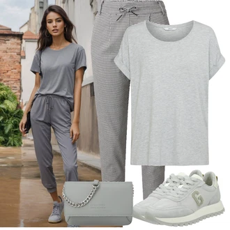 Outfit s Šedá/Khaki/Krémová Běžecká bota/Přibližovací bota GANT "Jarní outfit"