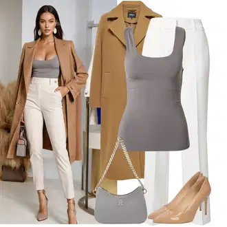 Nadrozměrné Dlouhé Outfit s Béžová/Hnědá/Khaki Přechodový Kabát/Trenčkot/Dlouhý Kabát/Zimní Kabát Vlněný kabát/Kašmírový Kabát/Midi Kabát/Vintage Kabát/Vlněný Kabát/Trenčkot/Lodenový kabát/Oversize Kabát Only "Elegantní vzhled"Look: Klasické, Cool, Mom, Old Money, Nadrozměrné, Chytrý příležitostný, Univerzitní