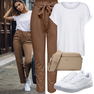 Nadrozměrné Outfit s Šedá/Bílá/Krémová Jednoduchý top/Mužské běžecké boty/Neformální tričko/Tričko nadměrné velikosti/Košilový top/Tričko s krátkým rukávem/Krátký top/Tričko Only "Jarní outfit"Look: Klasické, Nadrozměrné, Bezešvé, Skromné, Cool