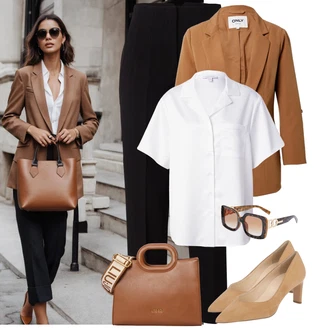 Saten Outfit sa Bijela Bluza Veći Broj Topshop "Poslovni look"