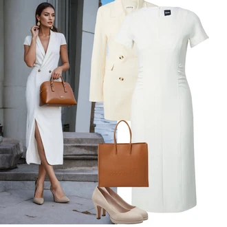 Elegantne kombinacije Matični ured sa Bež/Bijela/Narandžasta/Pink/Kaki Edited, Smeđa/Bež/Kaki Elegantna Cipela/Poslovna Obuća/Udobna pumpa/Pumpa na Niskoj Peti/Vintage Pumpa Tamaris "Elegantan izgled"Look: dan na plaži, Škola, Majčin dan, Matični ured, 60. rođendan, Posebne prigode, 70. rođendan, Koncer, Vjenčanje