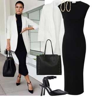 Old Money Outfit sa Crna Haljina Veći Broj Leger by Lena Gercke "Elegantan izgled"Look: Elegantan, Old Money, Preodjeven, Besprijekorno, Burleska