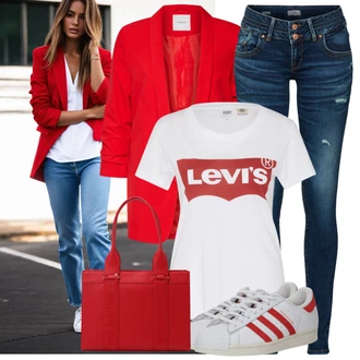 Superstar Outfit sa Crvena/Bijela cipela za trčanje/Tenisica Za Nogomet/Tenisica za rukomet/Tenisica za tenis/gimnastička papuča Adidas Originals "Opušteni izgled"