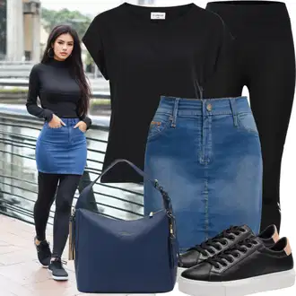 Outfit inspiracije Tulum sa Crna Tanka tenisica/Niska Tenisica/Tenisica s platformom/Ljetna tenisica/Kožna tenisica "Najbolji izgled s traper suknjama i tajicama"Look: Koncer, Sprovod, Škola, Matični ured, Tulum