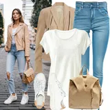 Outfiti z rjavimi usnjenimi jaknami image
